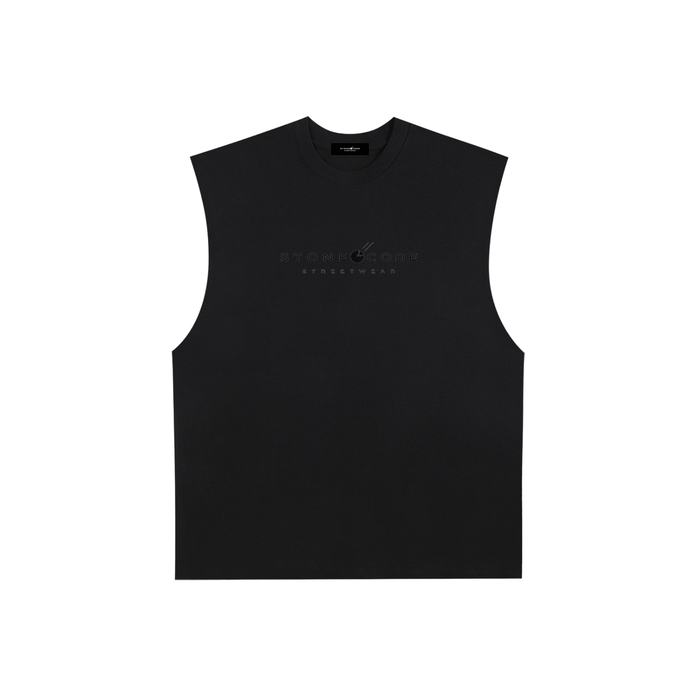 Stone Code Raw Edge Cotton Tank Top