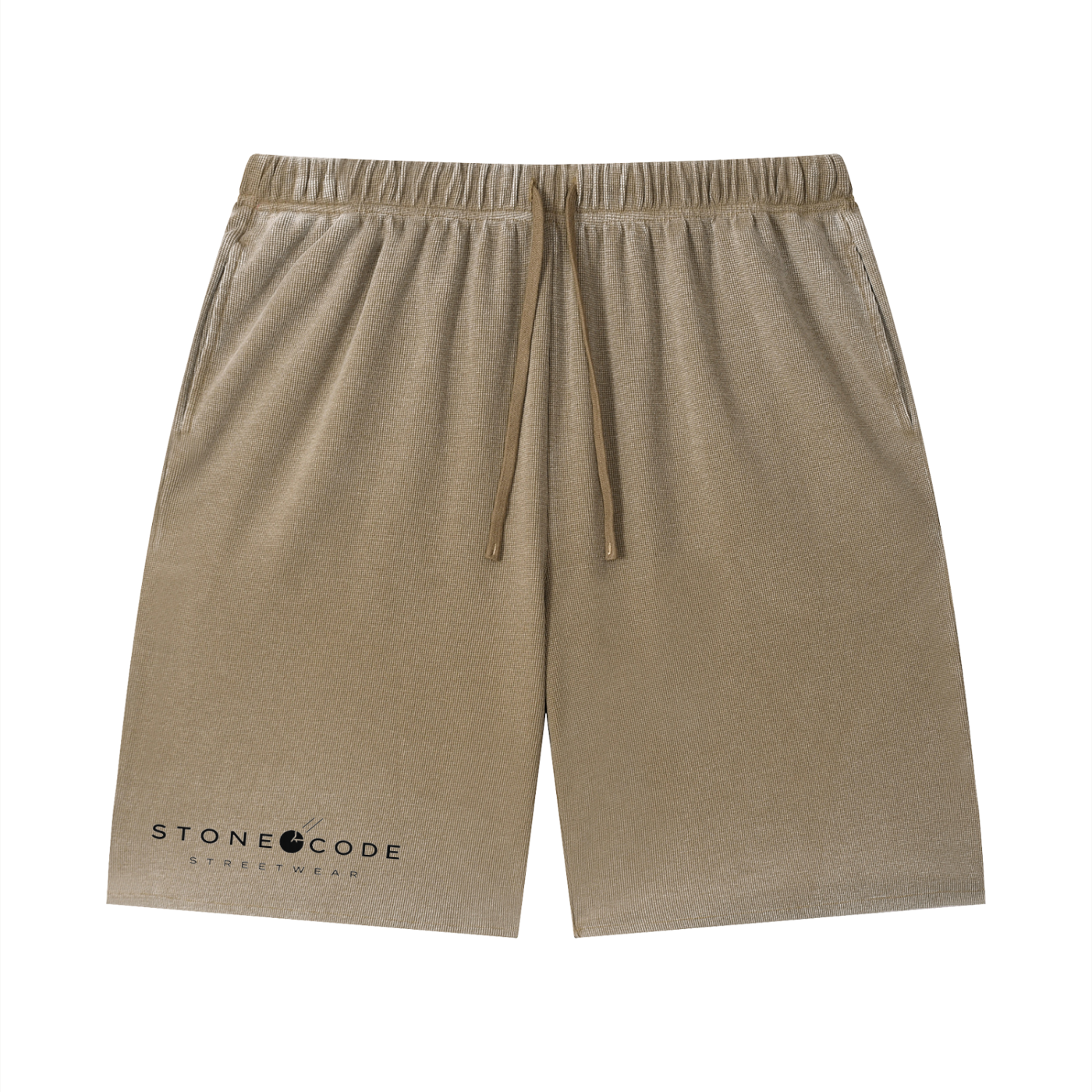 Stone Code Vintage Wash Sunfade Waffle Raw Hem Shorts