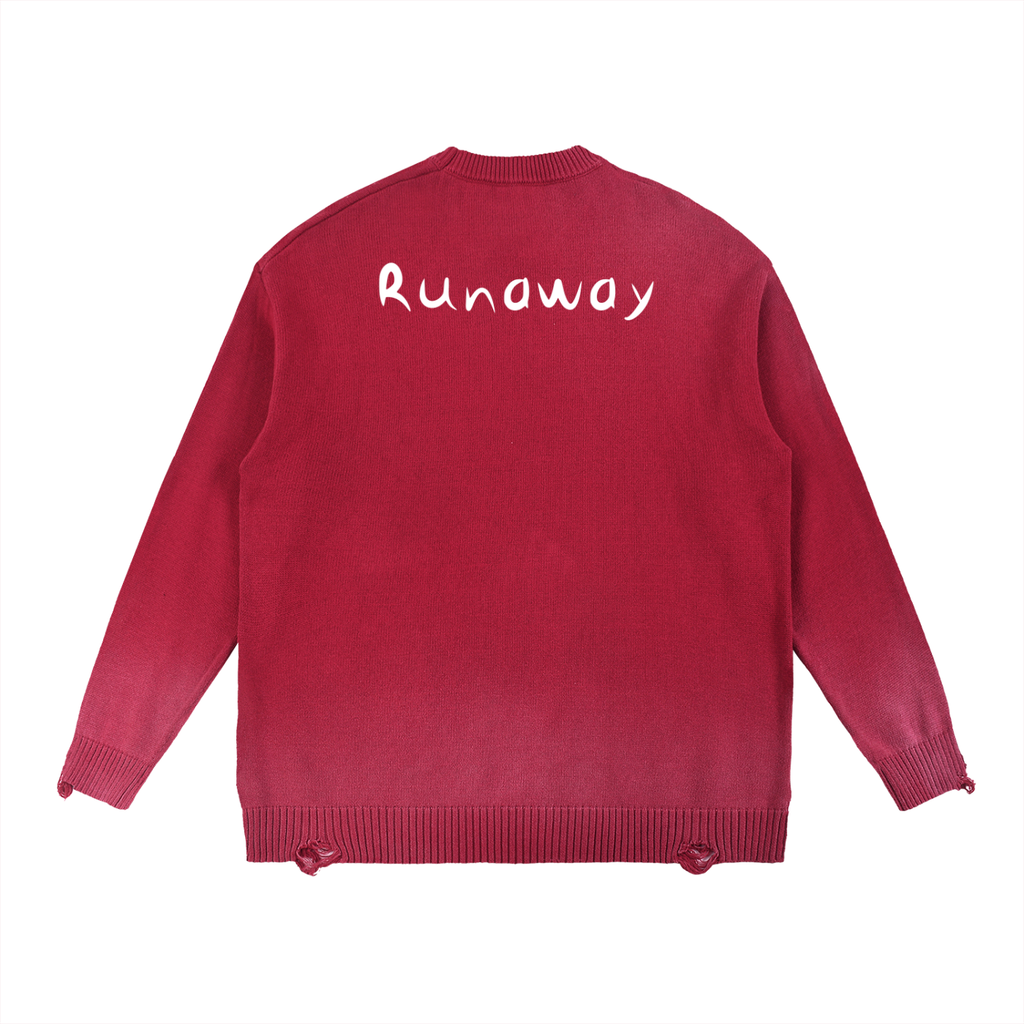 Stone Code Sun Fade Distressed Crewneck Sweater