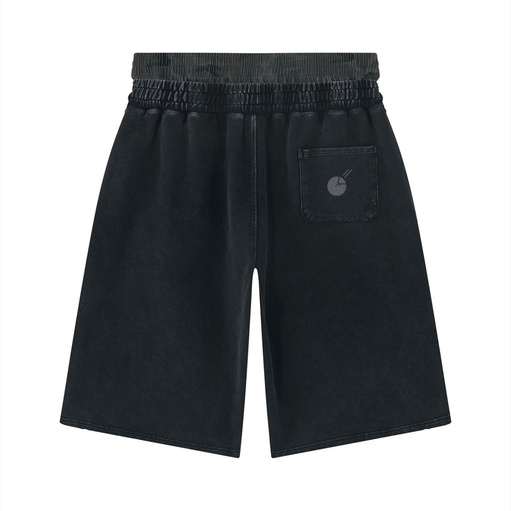 Stone Code Vintage Wash Distressed Wide Leg Shorts