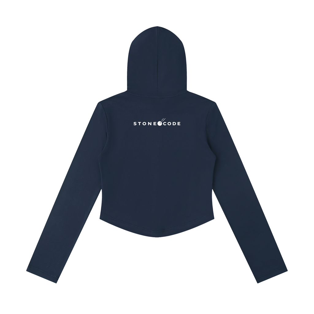Stone Code Slim Cropped Full Zip Hoodie