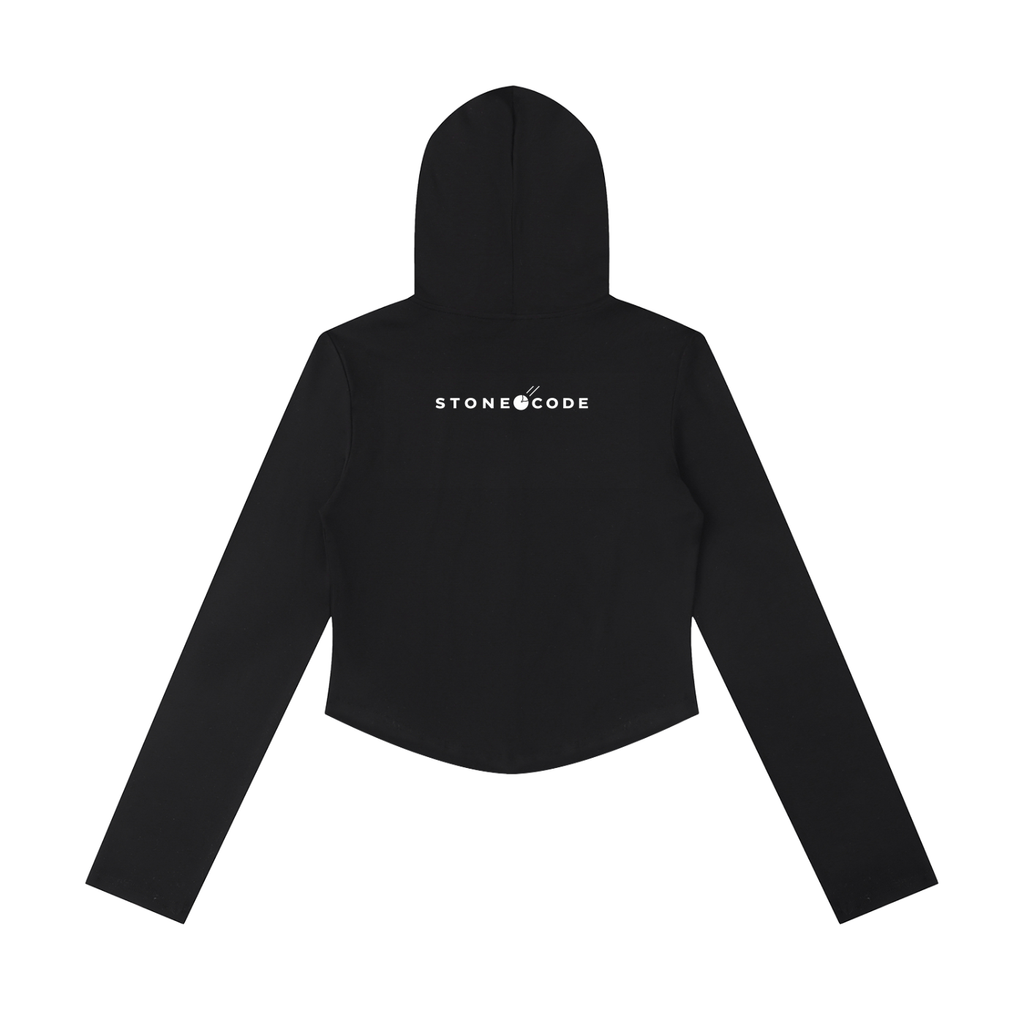 Stone Code Slim Cropped Full Zip Hoodie