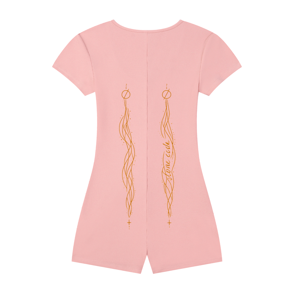 Stone Code Dual-Function Cape Tie-Waist Romper