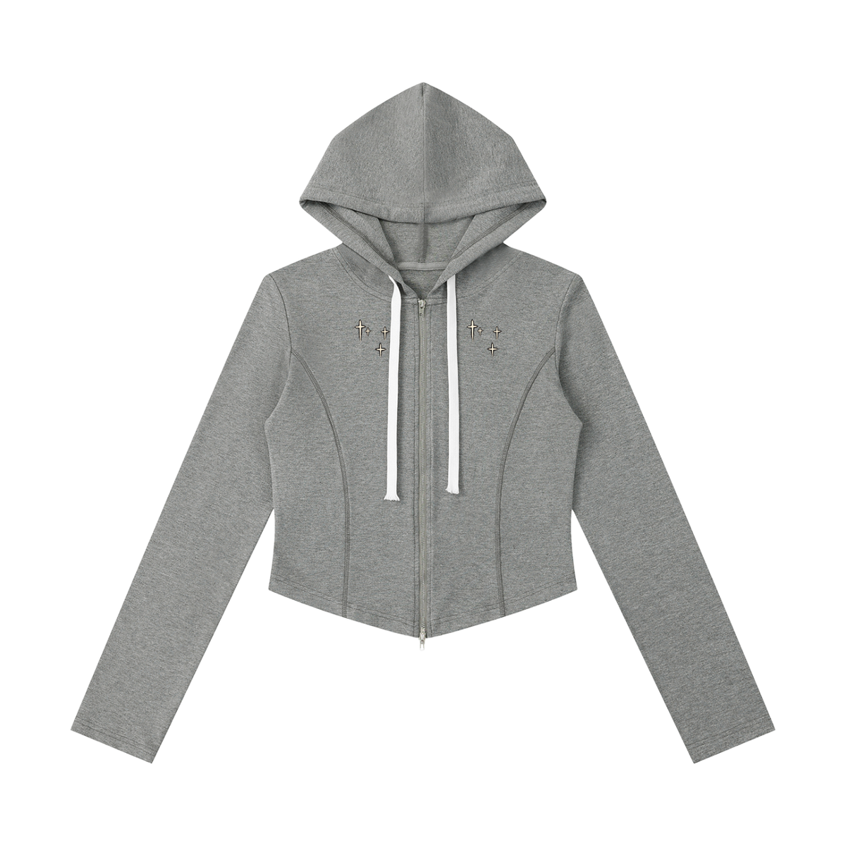 Stone Code Slim Cropped Full Zip Hoodie