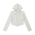 Stone Code Slim Cropped Full Zip Hoodie