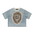 Unisex Vintage Wash Boxy Raw Hem Denim T-Shirt