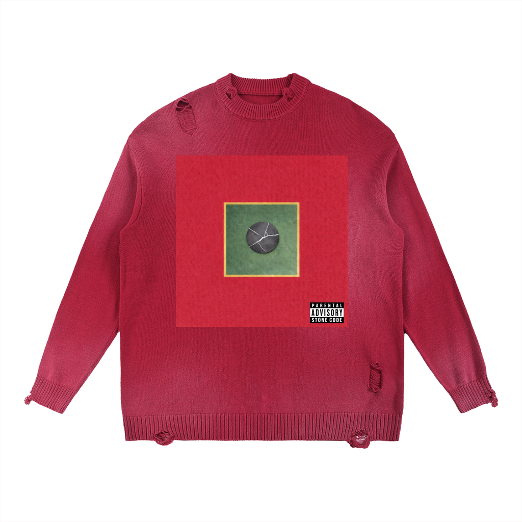 Stone Code Sun Fade Distressed Crewneck Sweater