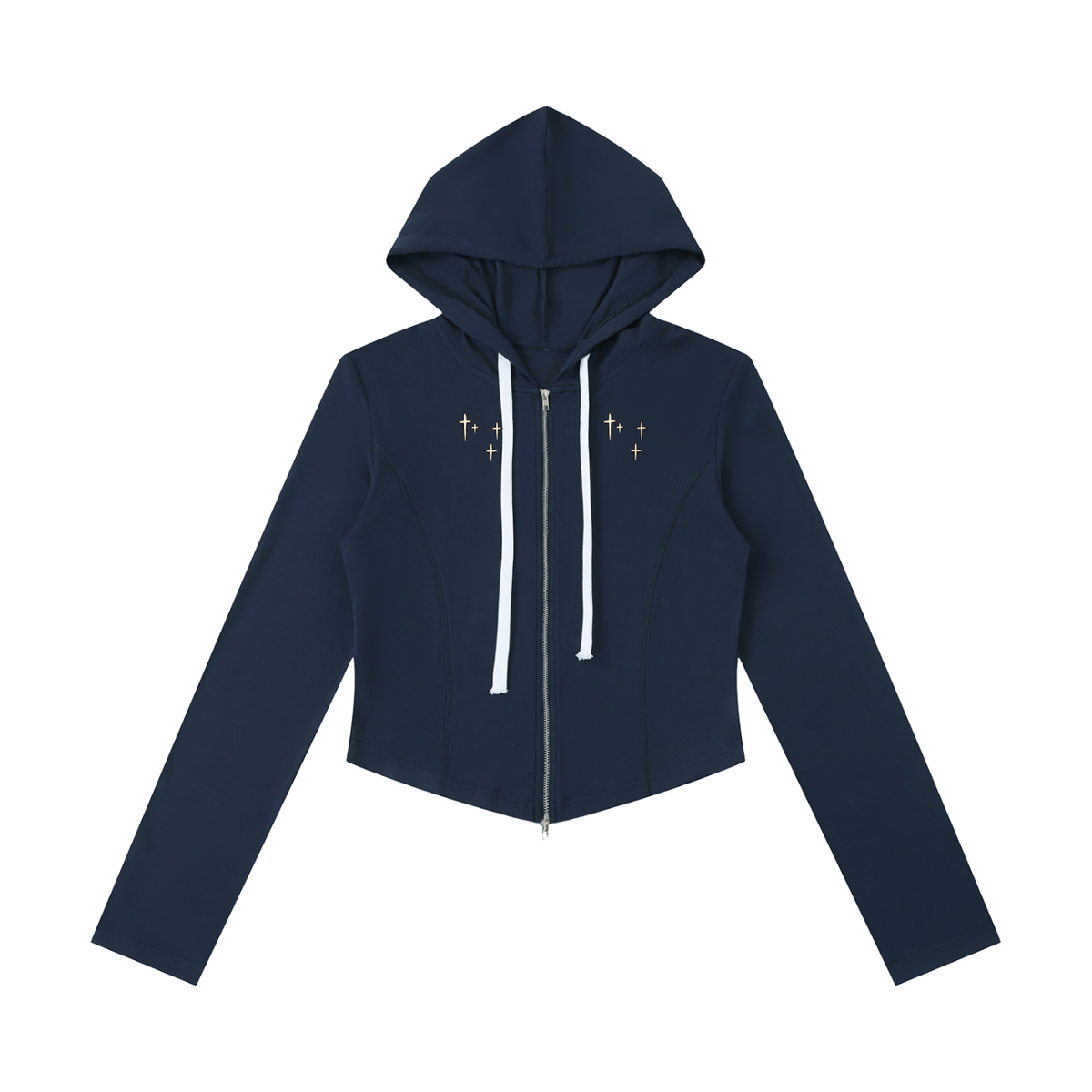 Stone Code Slim Cropped Full Zip Hoodie
