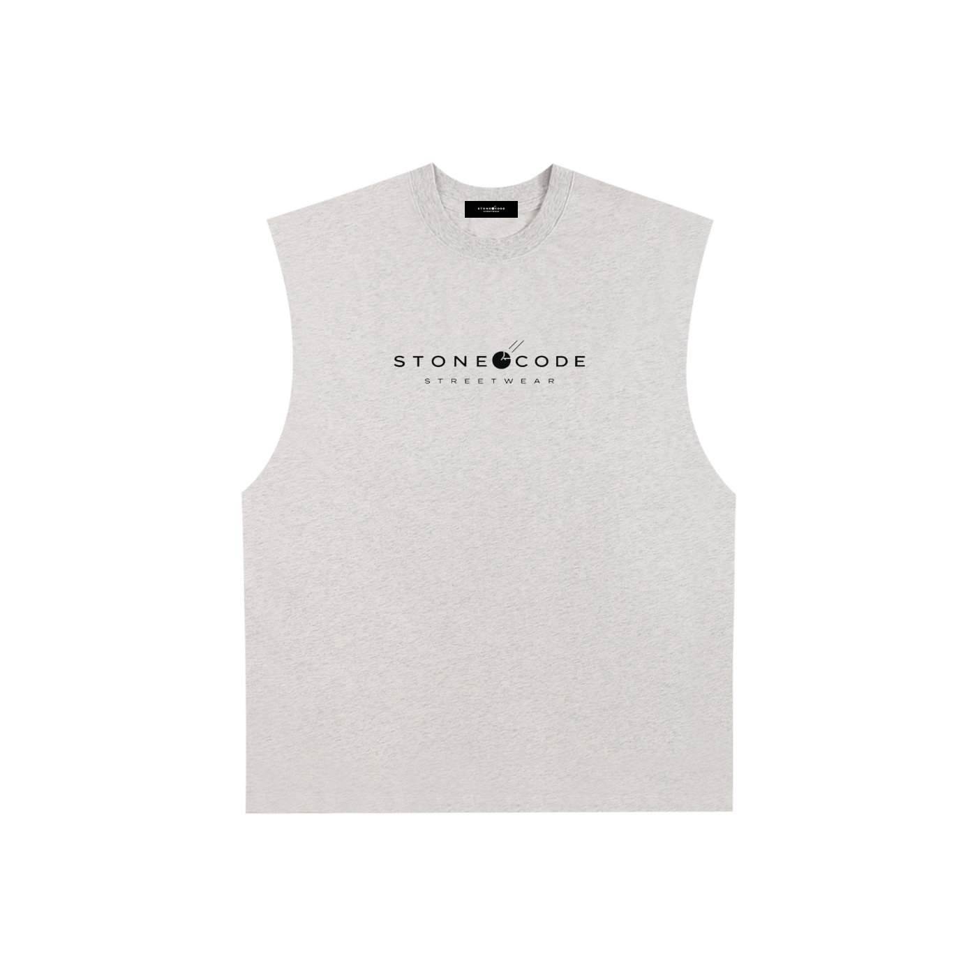 Stone Code Raw Edge Cotton Tank Top