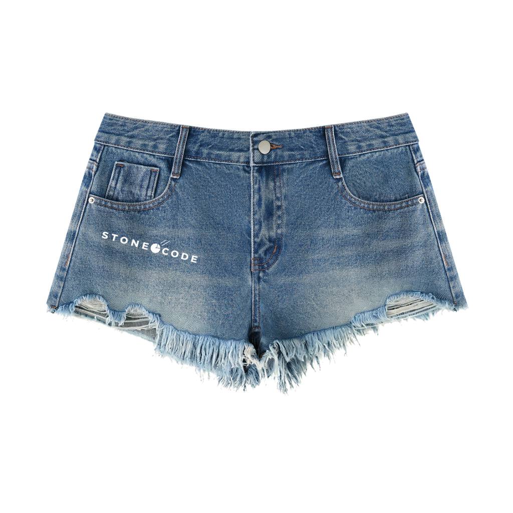 Women's Vintage Wash Raw Hem Denim Shorts