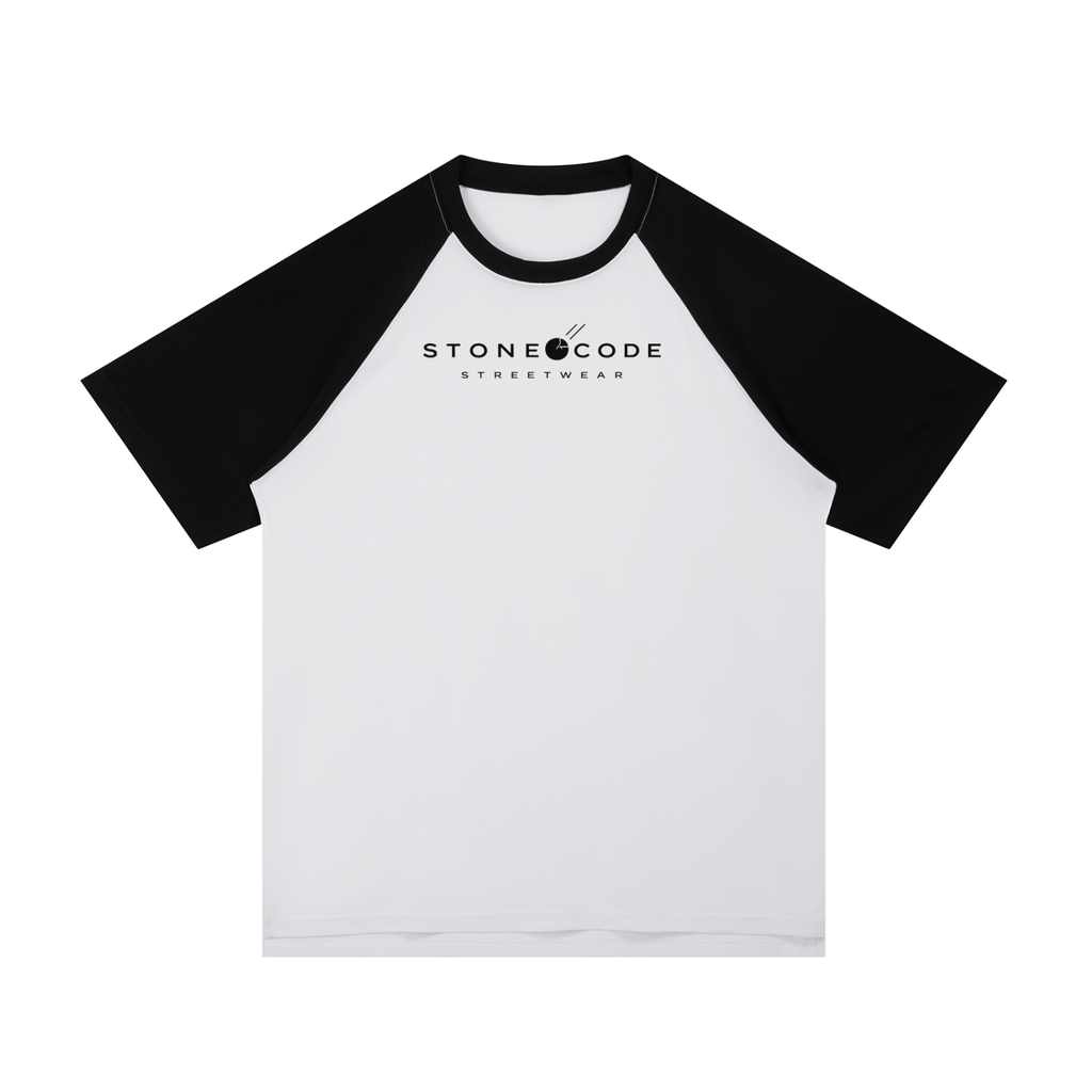 Stone Code Contrast Raglan Sleeve Mesh T-Shirt