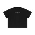 Black essential cotton boxy t-shirt with white "STONE CODE" logo, short drop sleeves, and round neck.