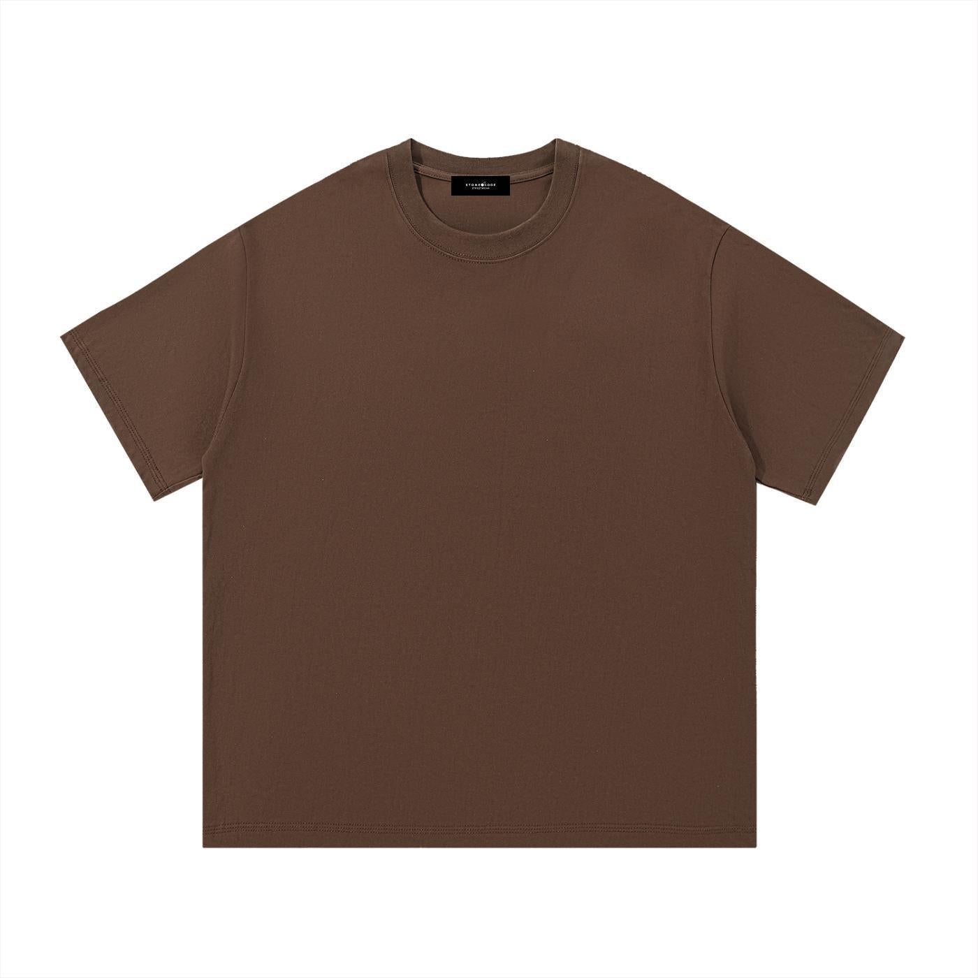 Brown 100% cotton unisex regular fit short-sleeve round neck t-shirt.