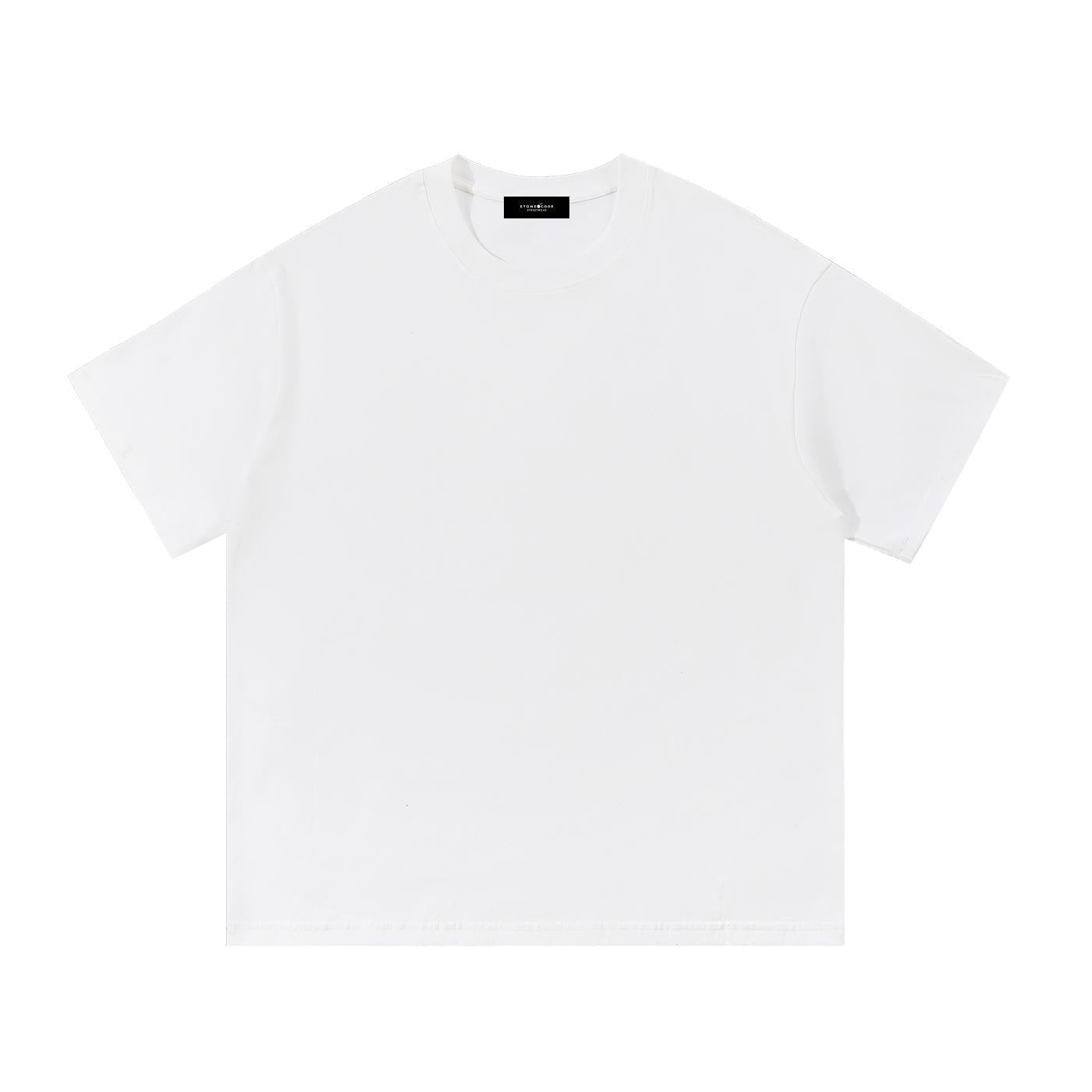 White 100% cotton unisex regular fit short sleeve round neck t-shirt.