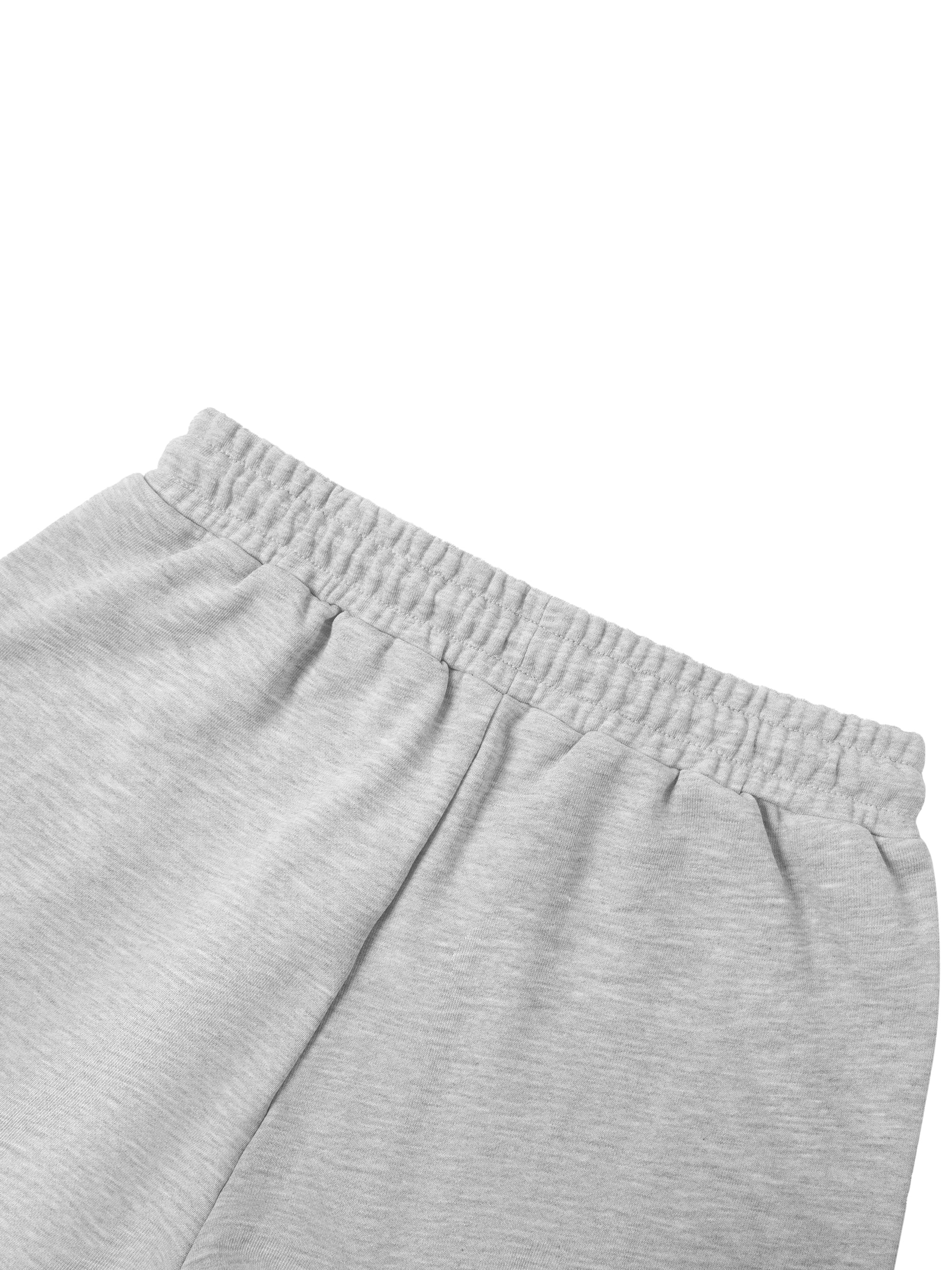 Light gray cotton blend straight-leg sweatpants with an elastic drawstring waist.