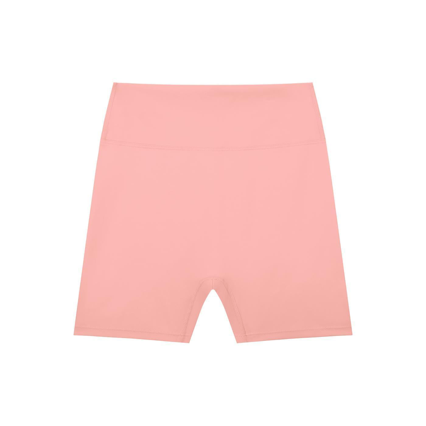 Pink high-waisted blend biker shorts for women, featuring a skinny fit and casual sporty style.