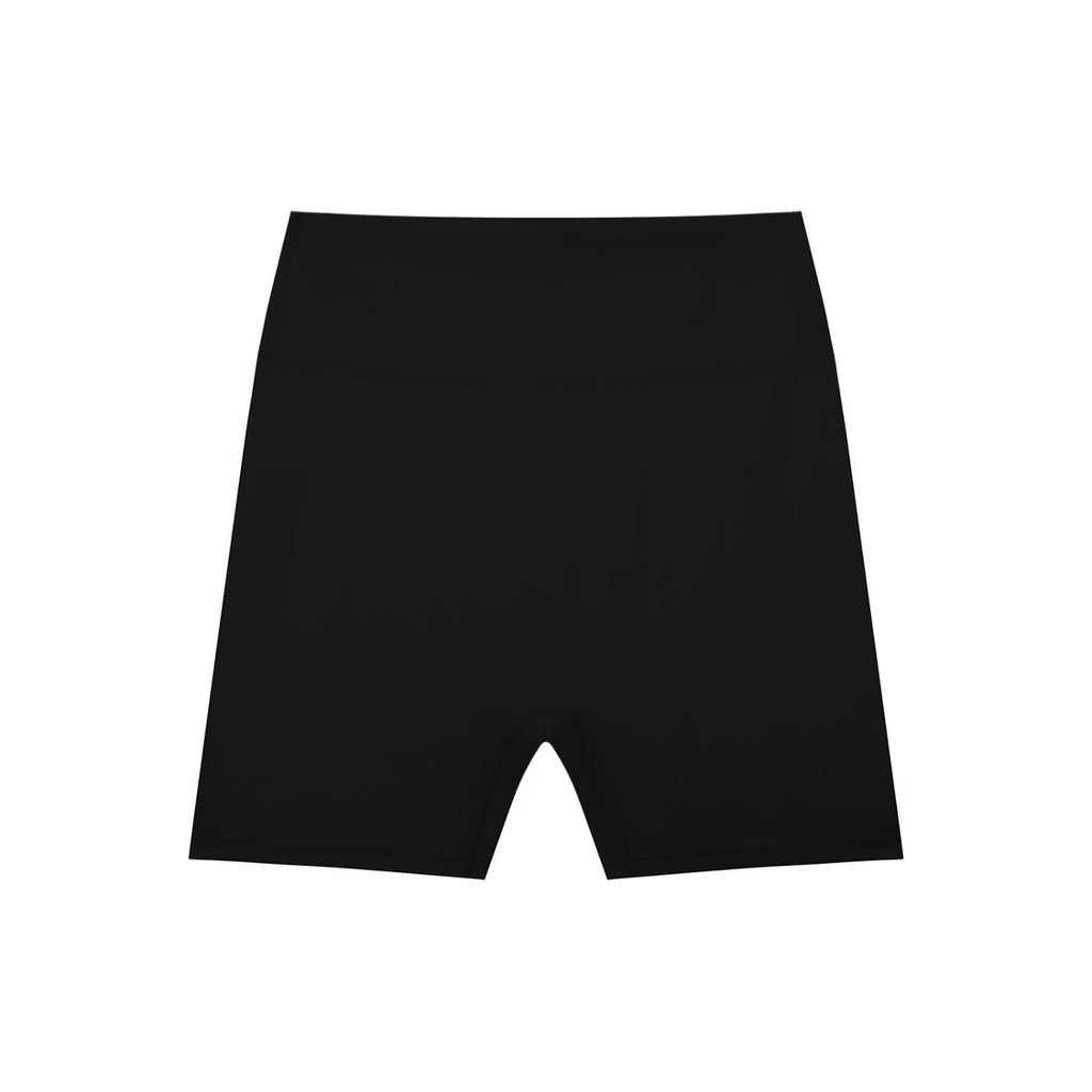Black high-waisted blend biker shorts for women, ideal for casual or sporty wear.