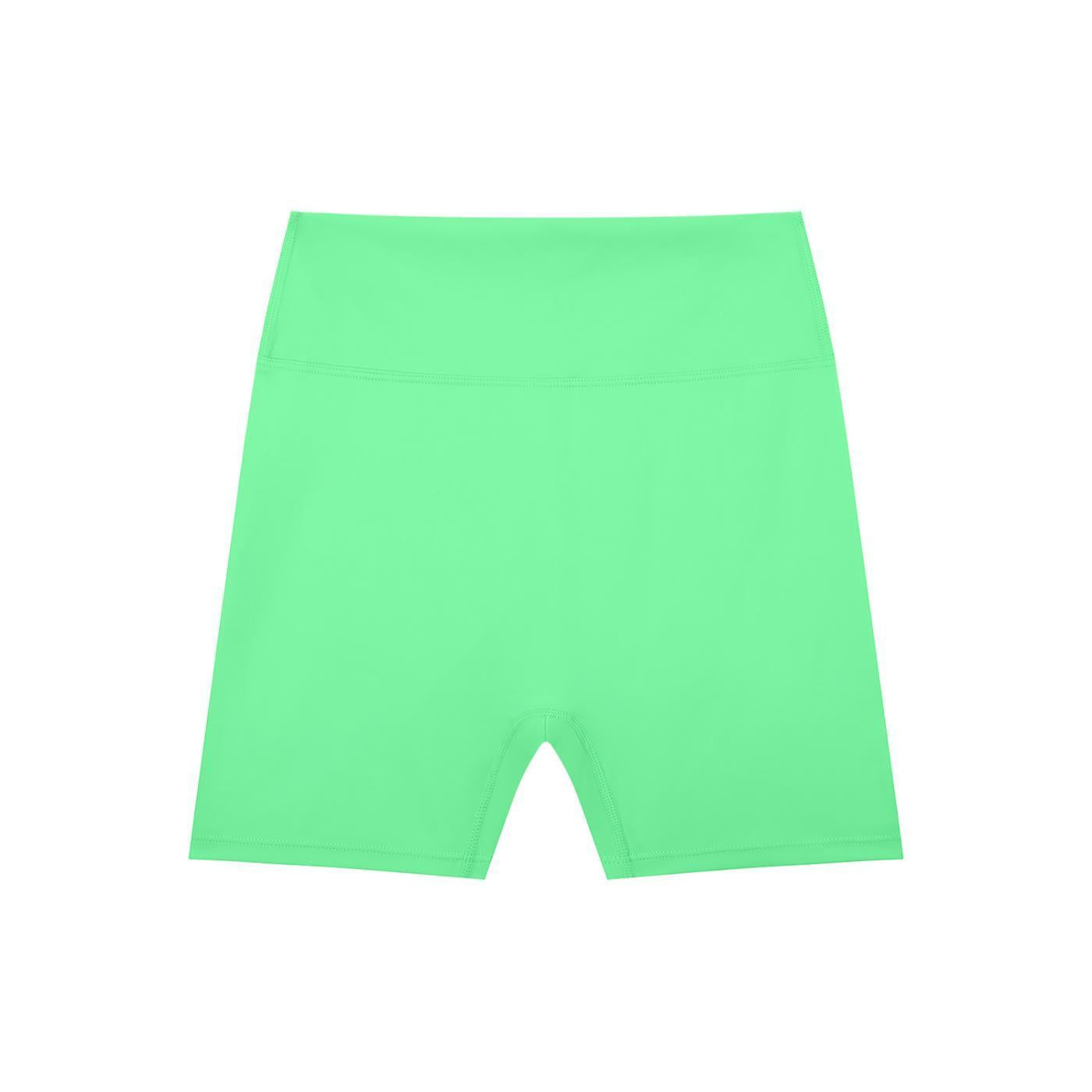 Neon green high-waisted blend biker shorts, ideal for casual, sporty, or gym wear.