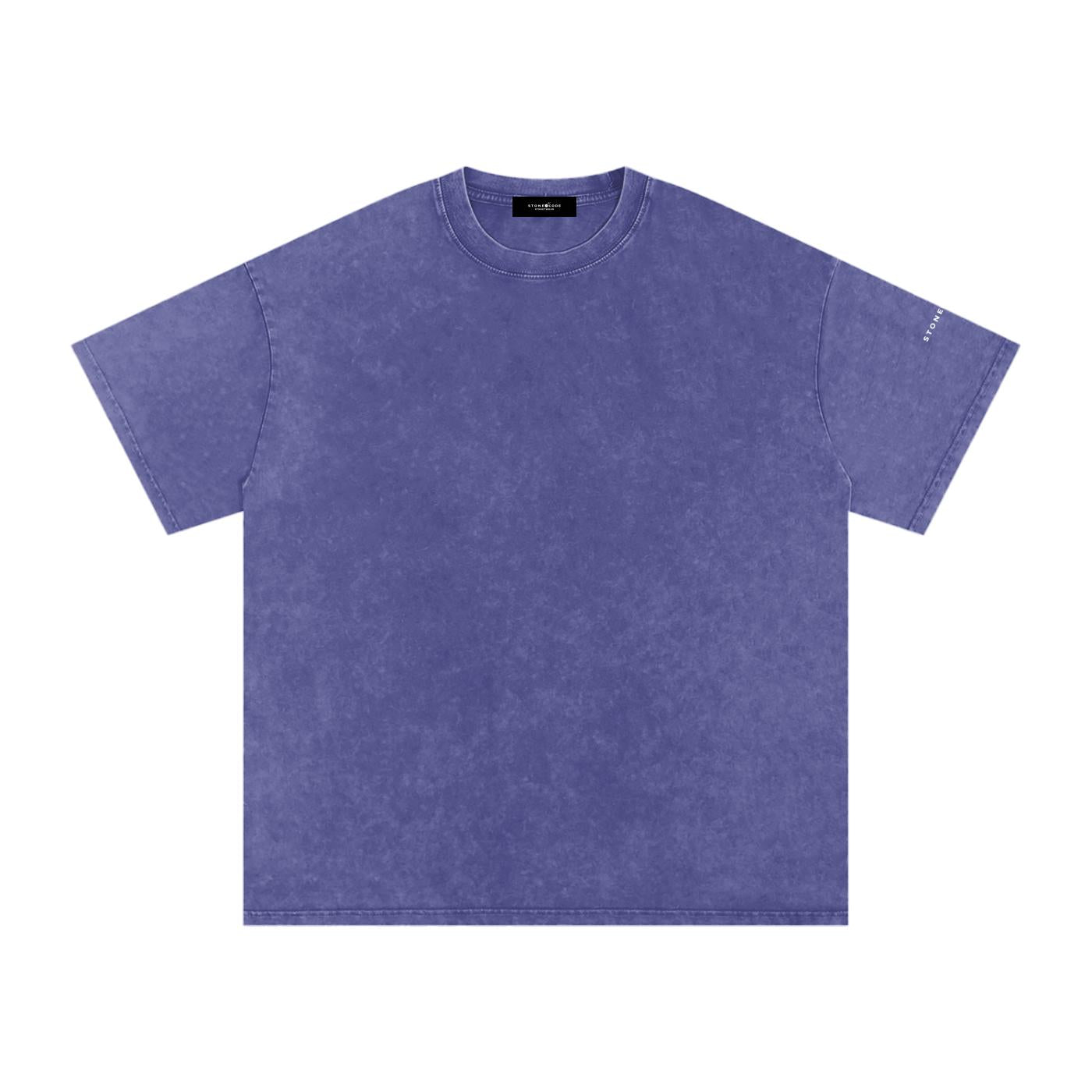 Purple snow washed oversized cotton t-shirt with drop shoulders and a round neck.