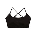Black strappy criss-cross yoga sports bra with "STONE CODE STREETWEAR" logo.