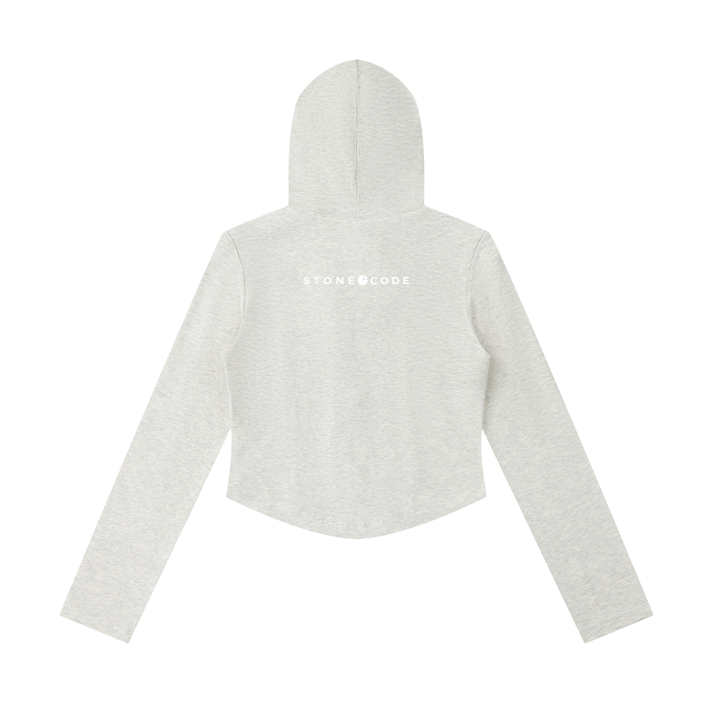Stone Code Slim Cropped Full Zip Hoodie