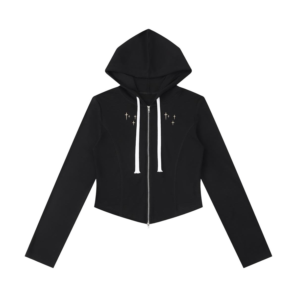 Stone Code Slim Cropped Full Zip Hoodie