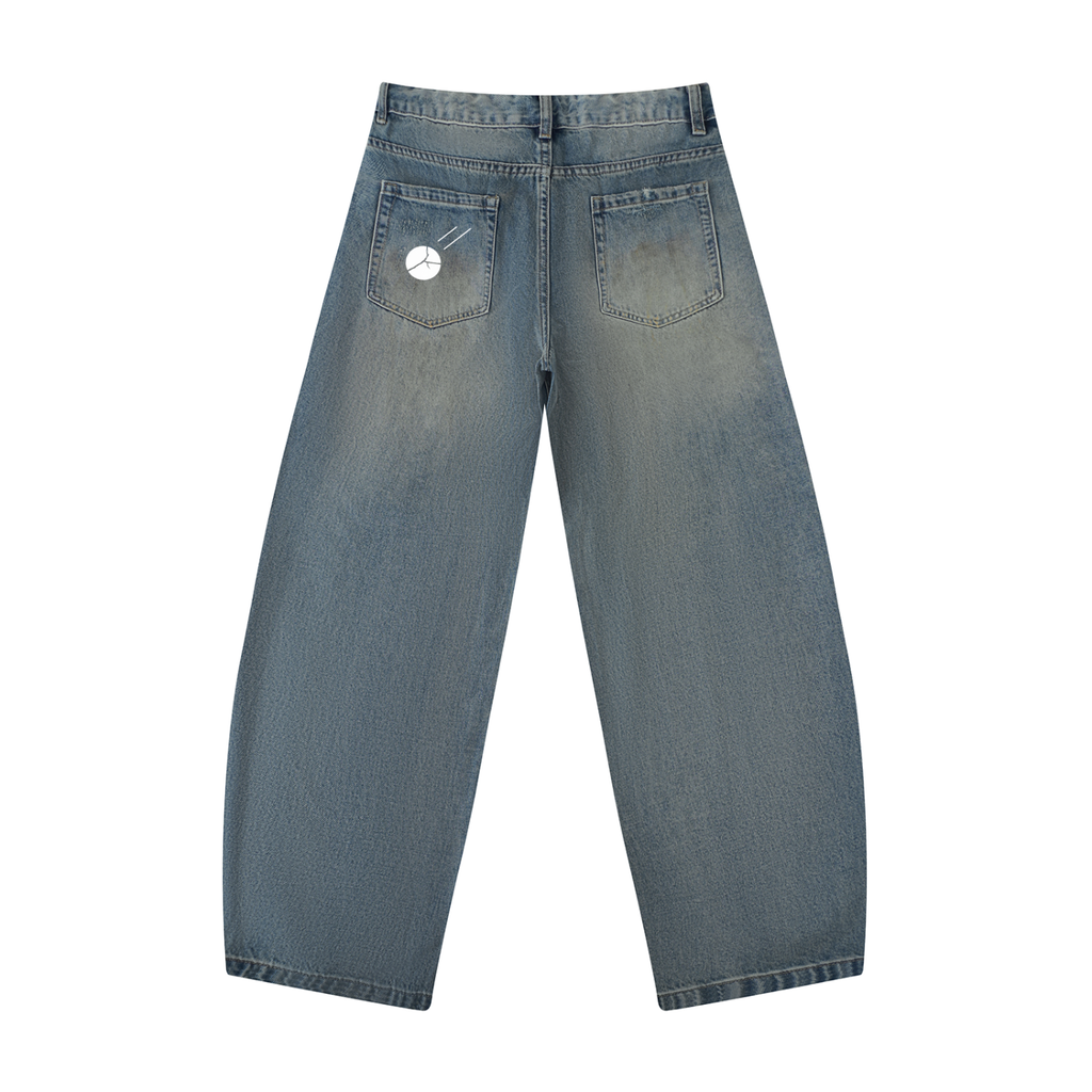 Stone Code Distressed Barrel Leg Jeans