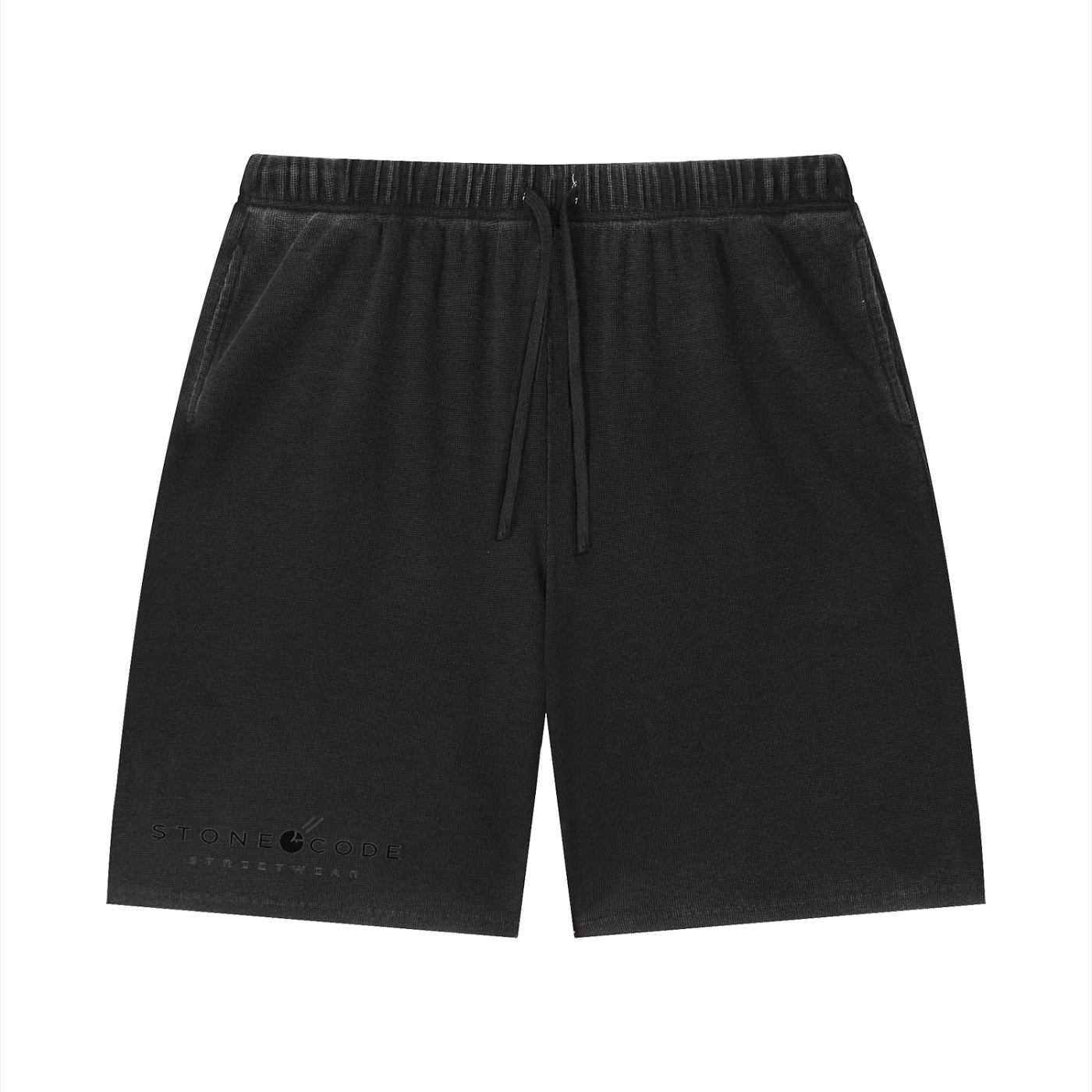 Stone Code Vintage Wash Sunfade Waffle Raw Hem Shorts