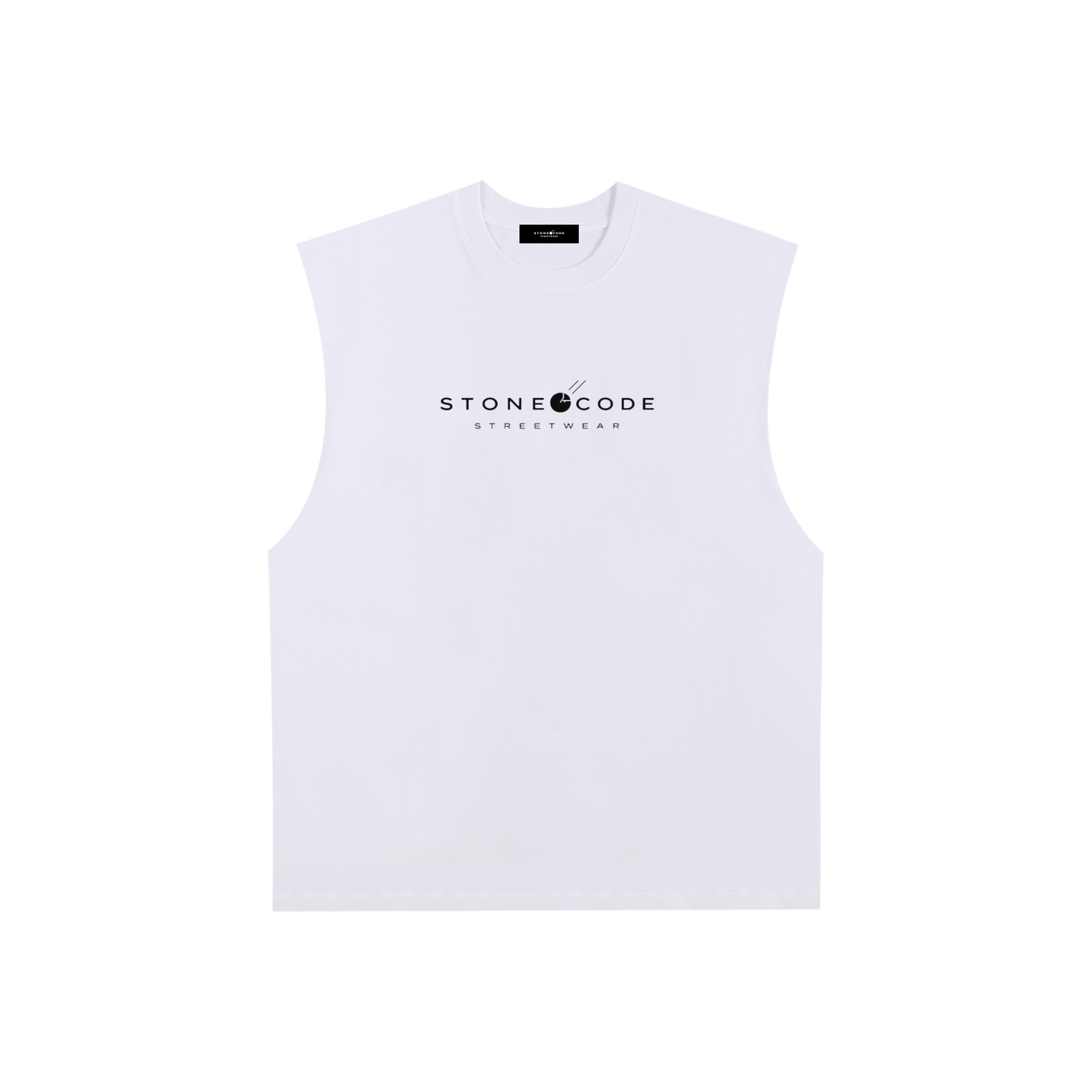 Stone Code Raw Edge Cotton Tank Top