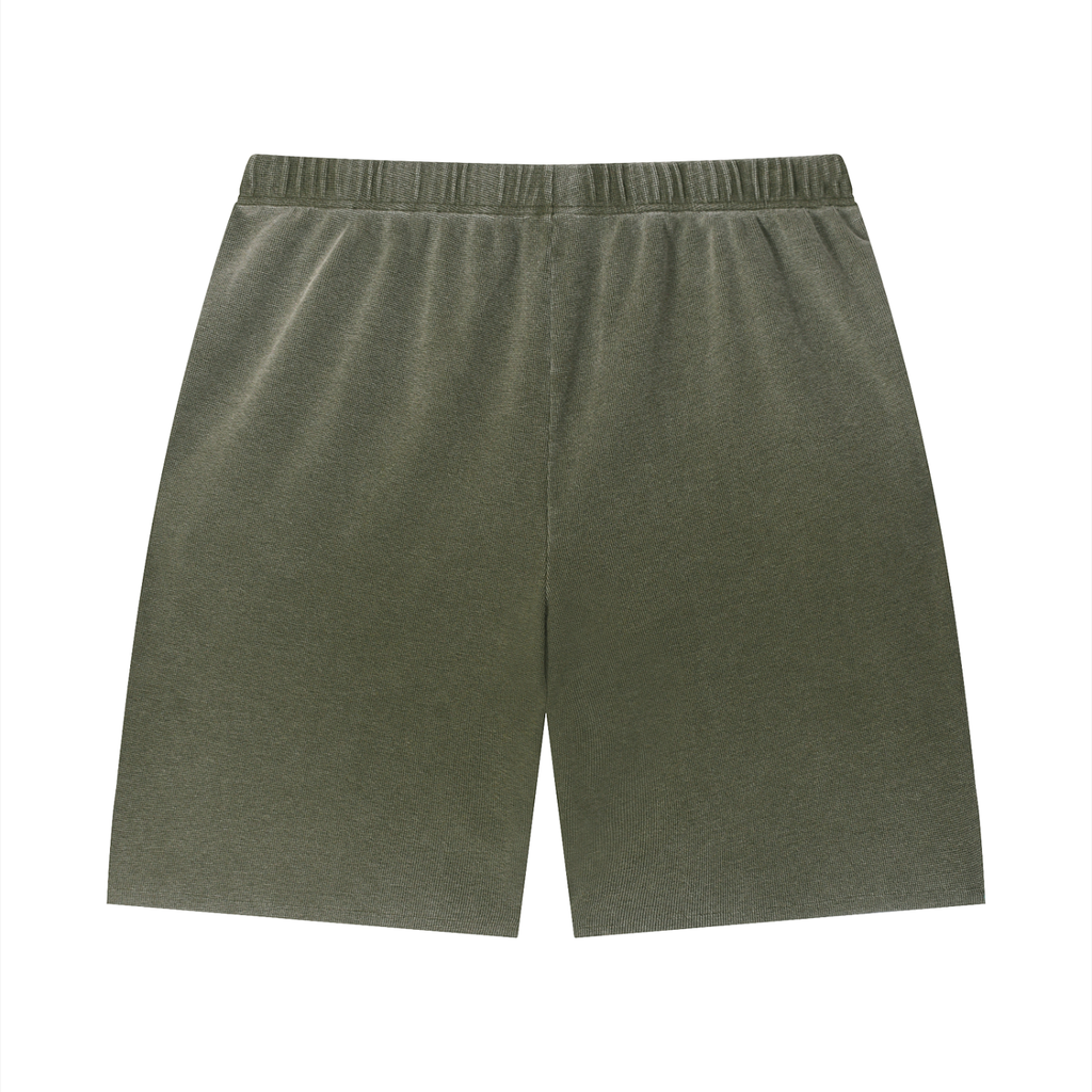 Stone Code Vintage Wash Sunfade Waffle Raw Hem Shorts
