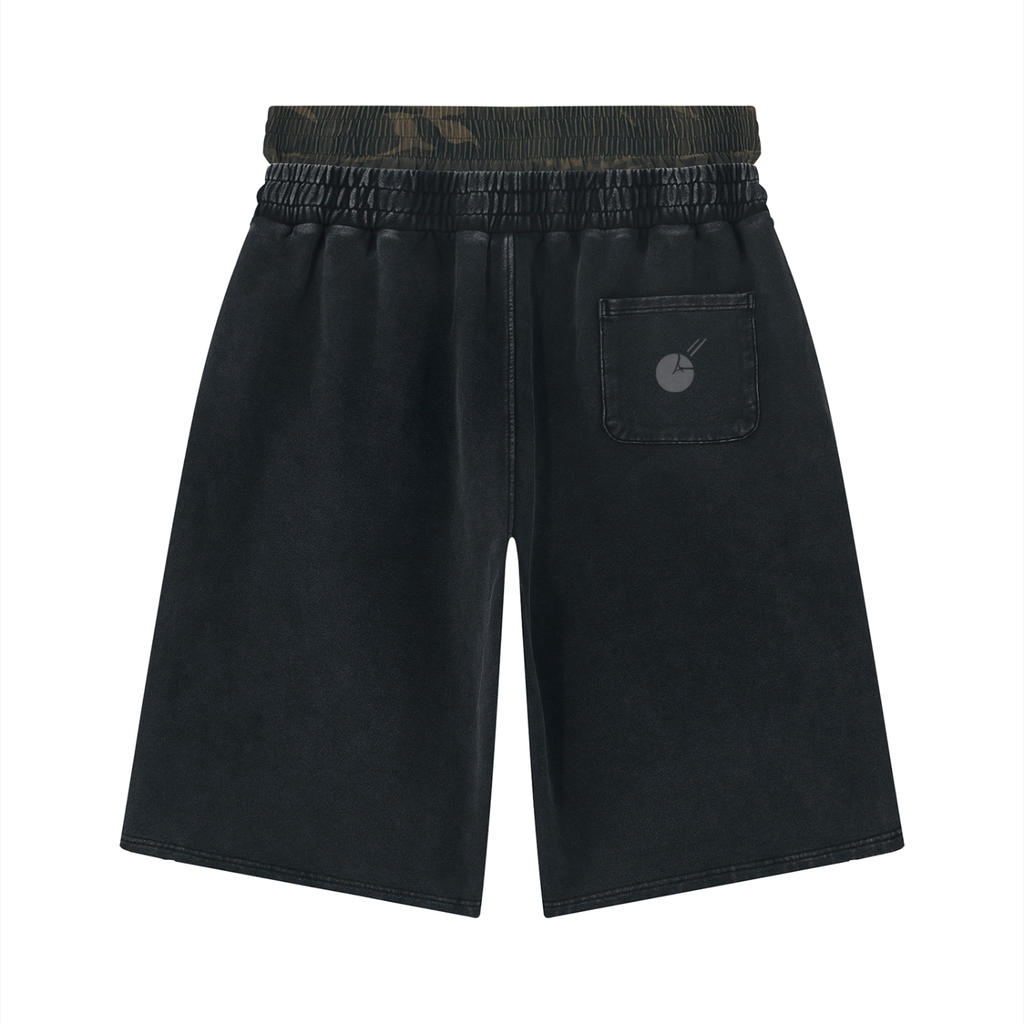 Stone Code Vintage Wash Distressed Wide Leg Shorts