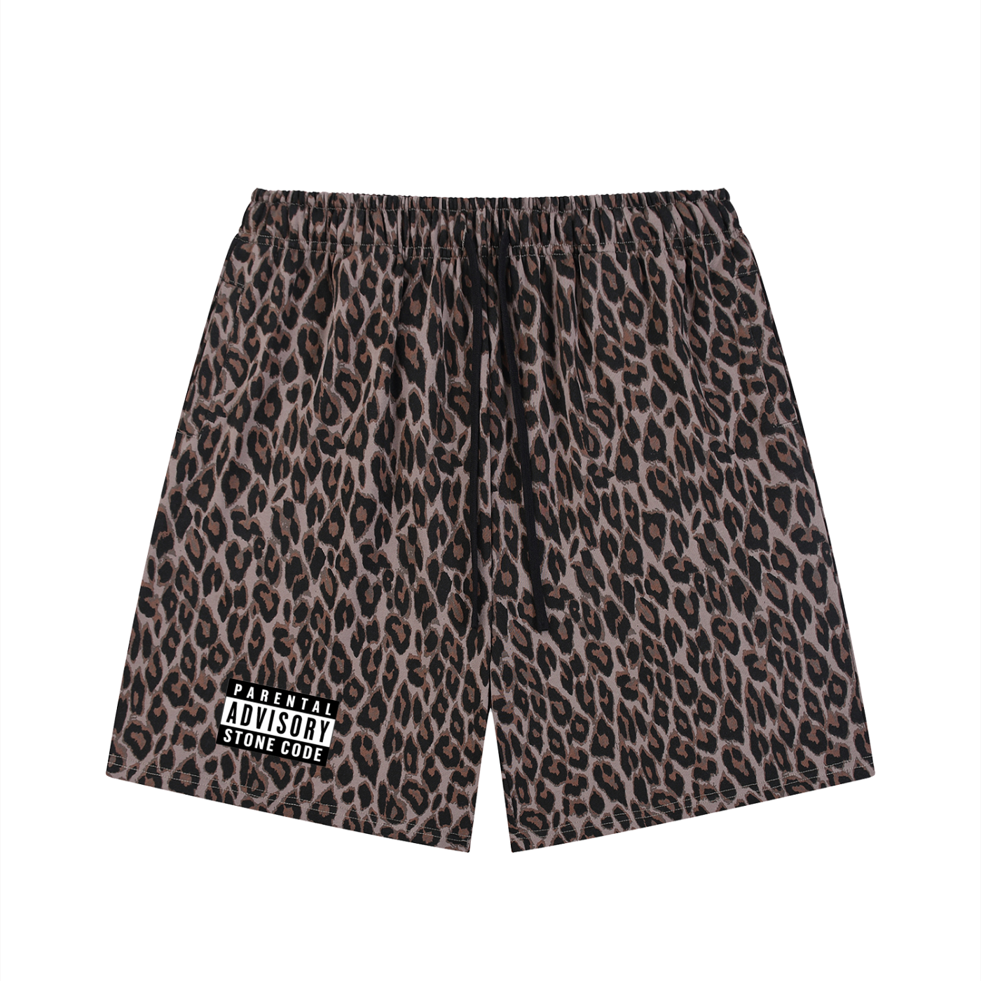 Stone Code Heavyweight Leopard Drawstring Shorts